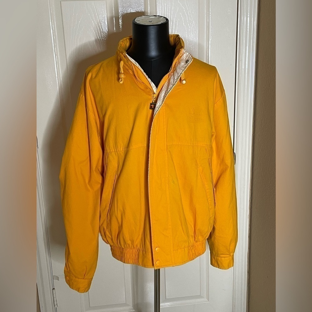 Ellesse Men Size Xl Gold Storable Hood Bomber Embossed Logo Jacket